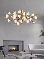 Avaros Postmodern Luxury Flower Bloom Branch Brass Ceramic Chandelier