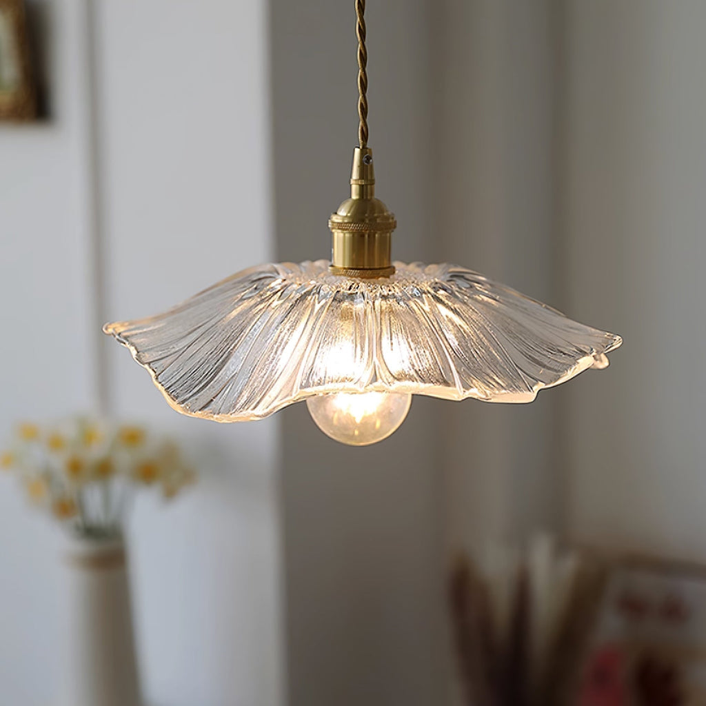 Aria Flower Glass Hanging Pendant Light Hardwire / Plug - image 11