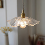 Aria Flower Glass Hanging Pendant Light Hardwire / Plug - image 11