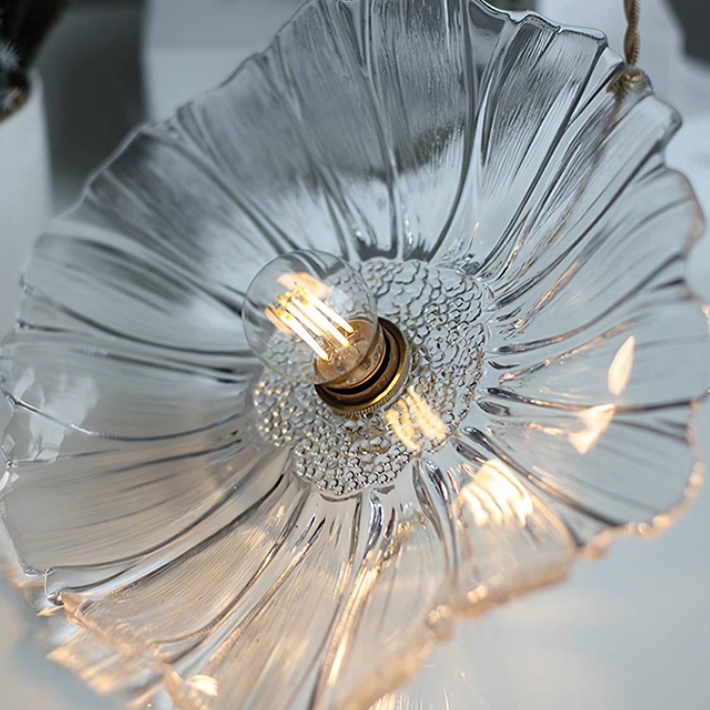 Aria Flower Glass Hanging Pendant Light Hardwire / Plug - image 12