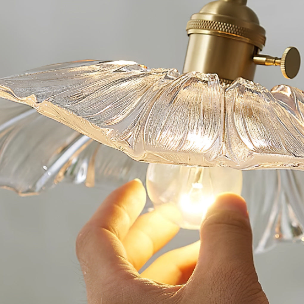Aria Flower Glass Hanging Pendant Light Hardwire / Plug - image 14