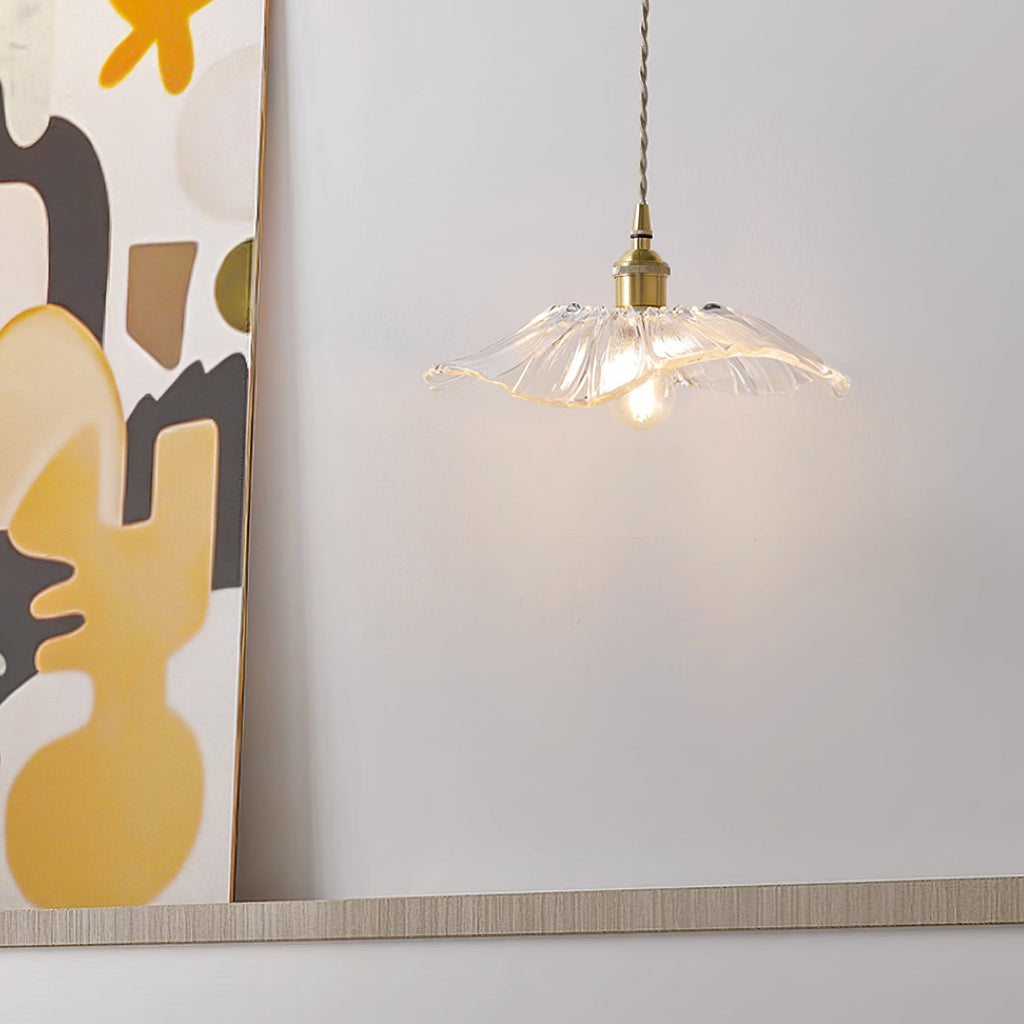 Aria Flower Glass Hanging Pendant Light Hardwire / Plug - image 13