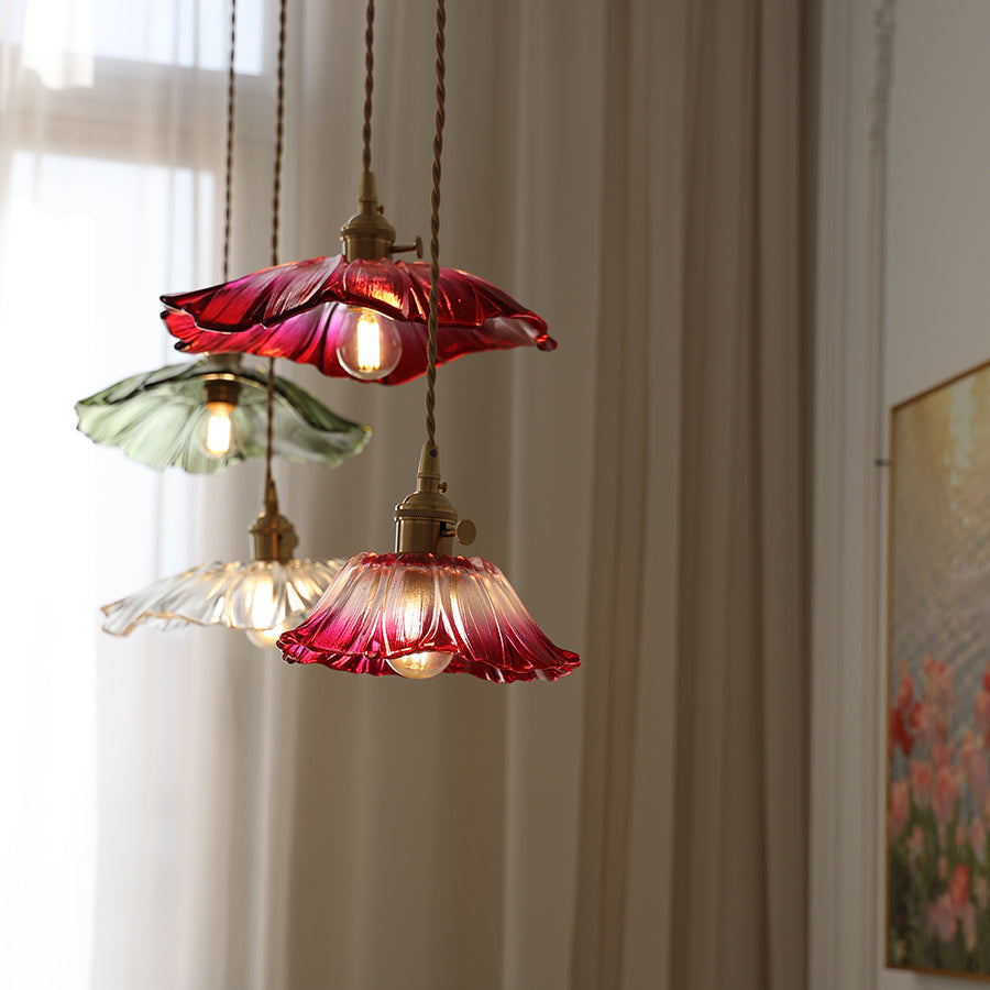 Aria Flower Glass Hanging Pendant Light Hardwire / Plug - image 15