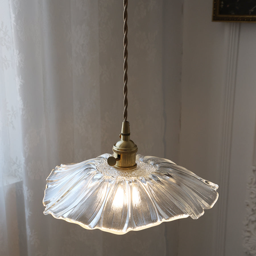 Aria Flower Glass Hanging Pendant Light Hardwire / Plug - Letslighting