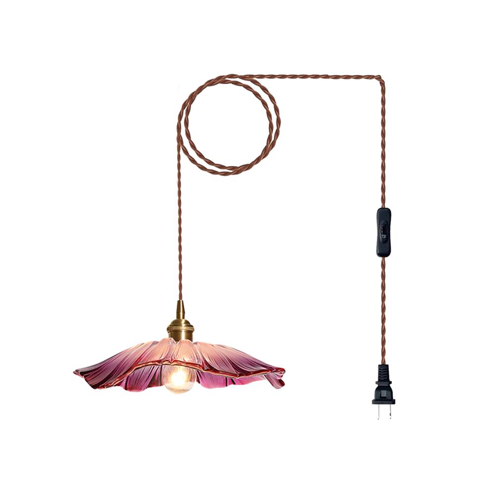 Aria Flower Glass Hanging Pendant Light Hardwire / Plug - image 19
