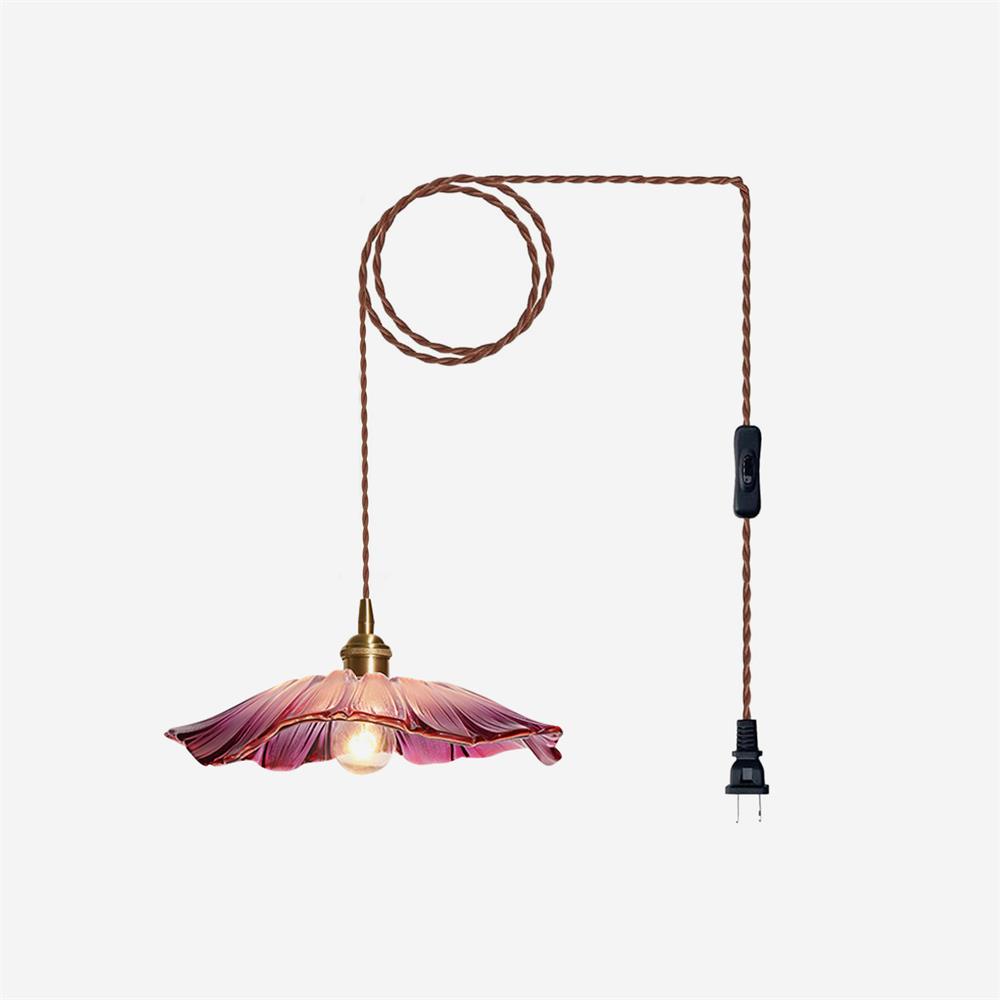 Aria Flower Glass Hanging Pendant Light Hardwire / Plug - image 1