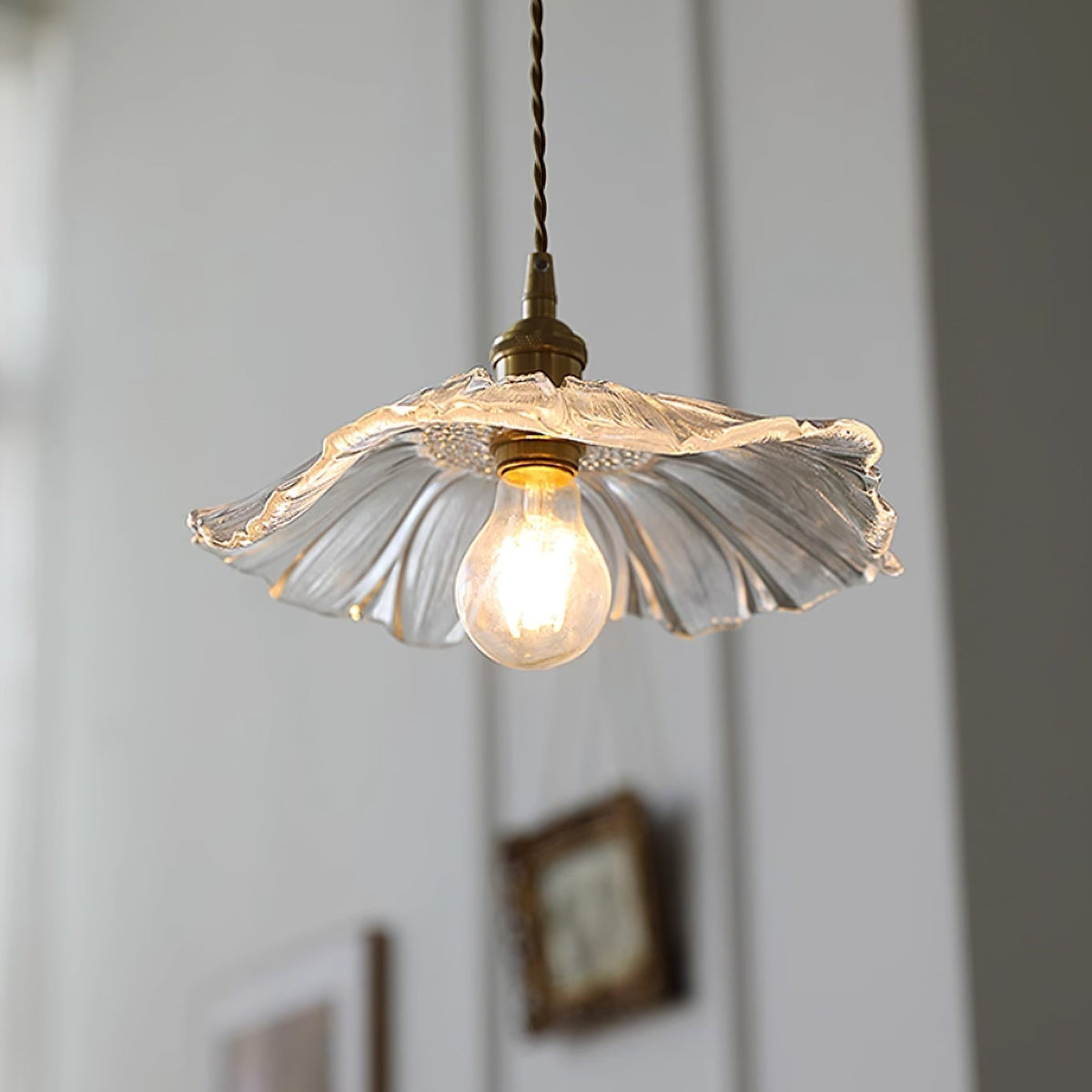 Aria Flower Glass Hanging Pendant Light Hardwire / Plug - image 3