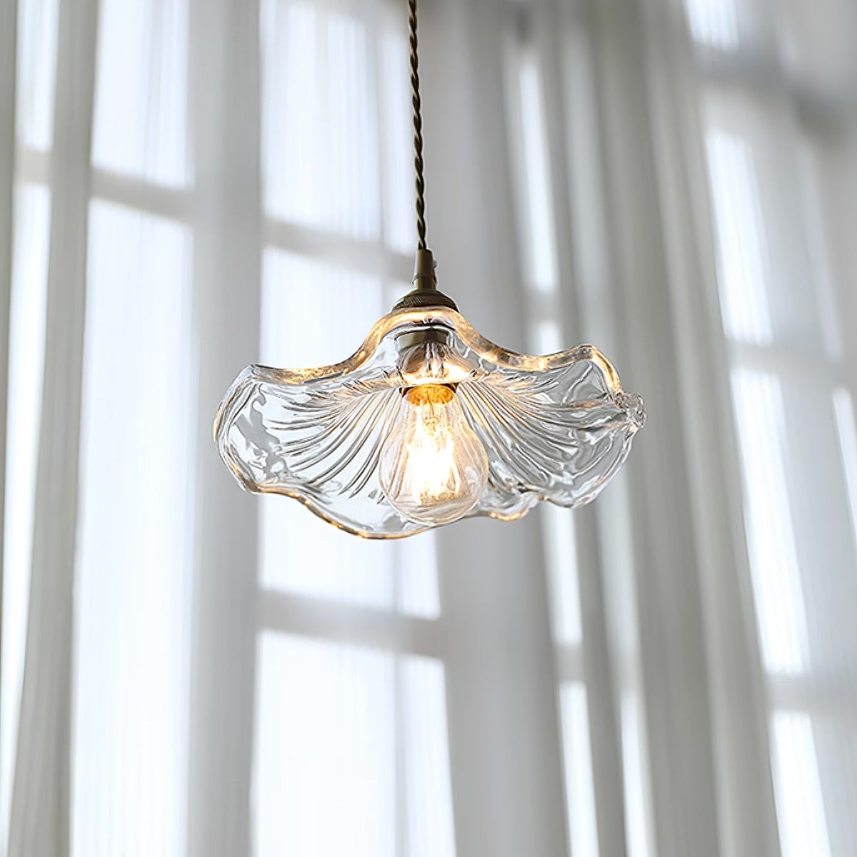 Aria Flower Glass Hanging Pendant Light Hardwire / Plug - image 6