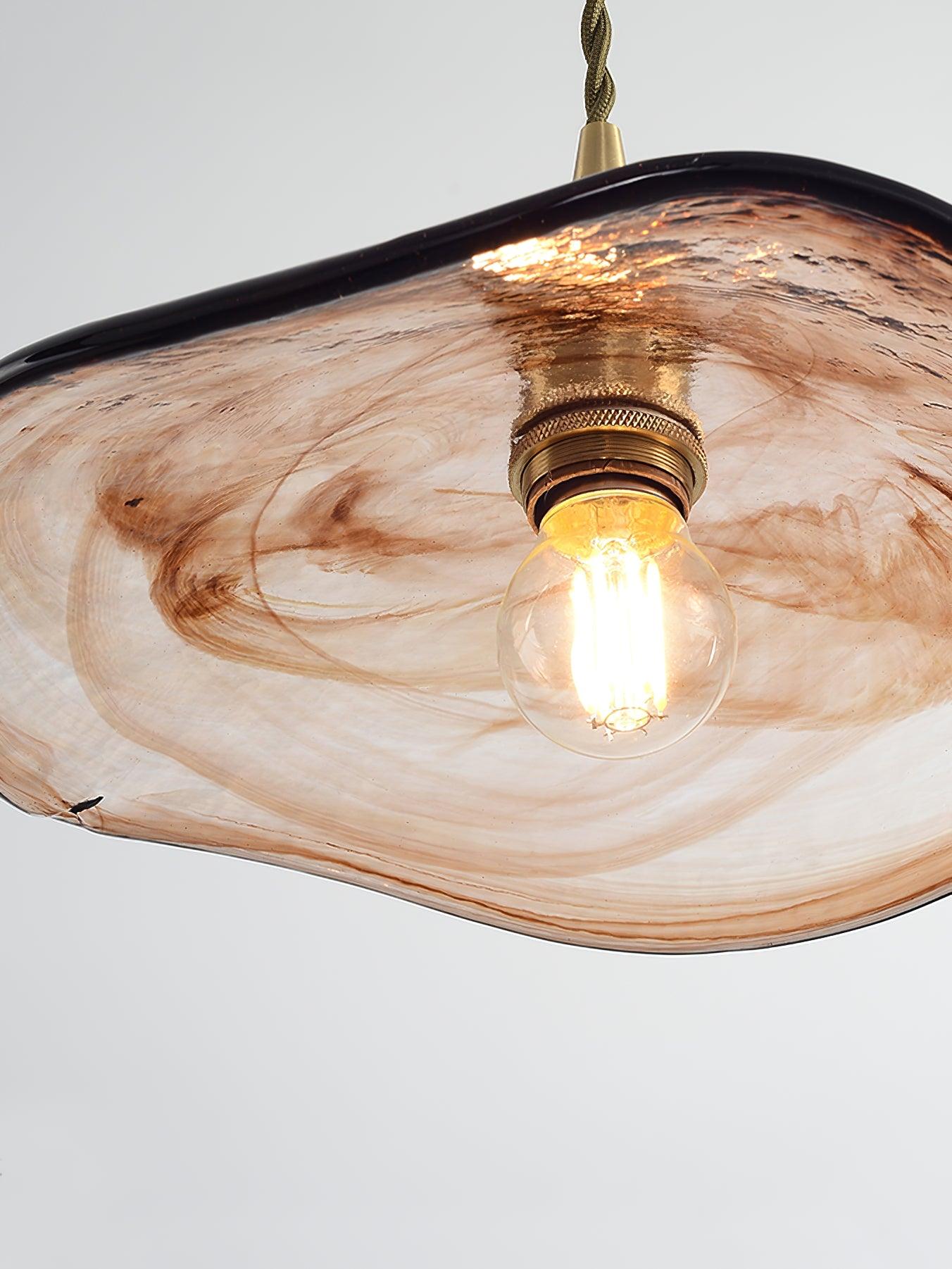 Utalira Art Flower Petal Swag Brass Glass Pendant Light
