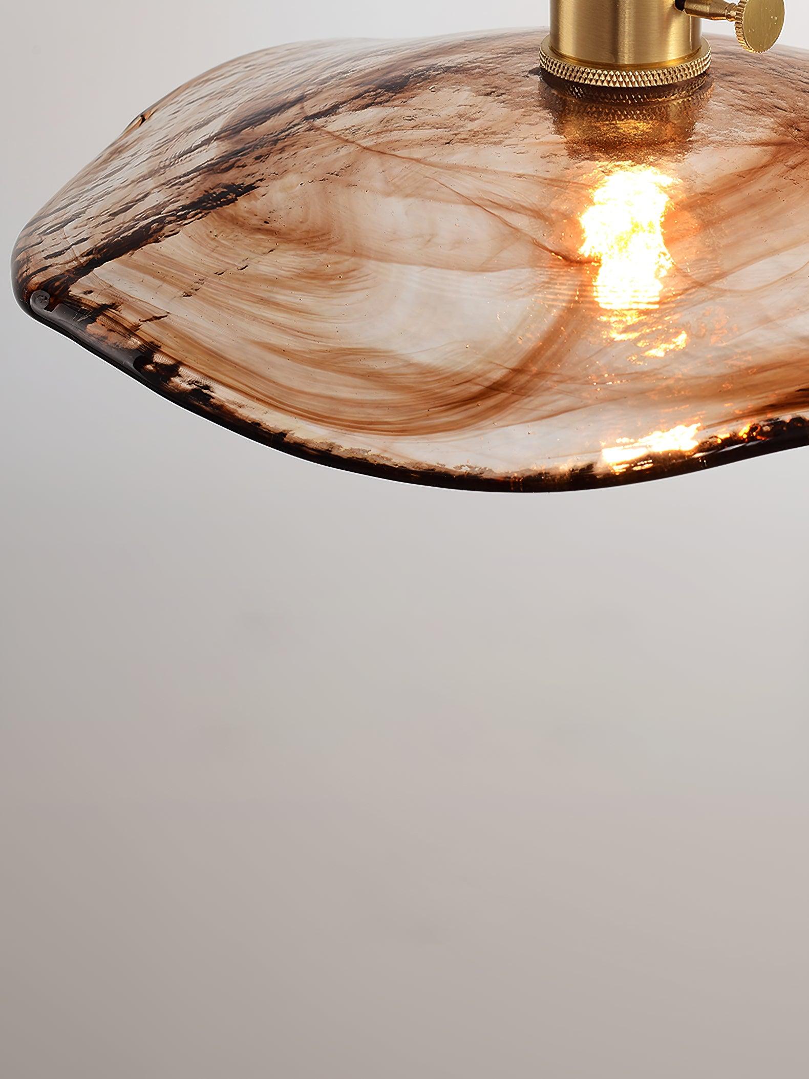 Utalira Art Flower Petal Swag Brass Glass Pendant Light