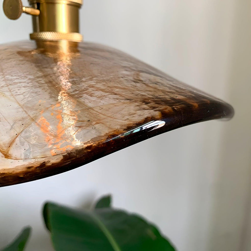 Utalira Art Flower Petal Swag Brass Glass Pendant Light