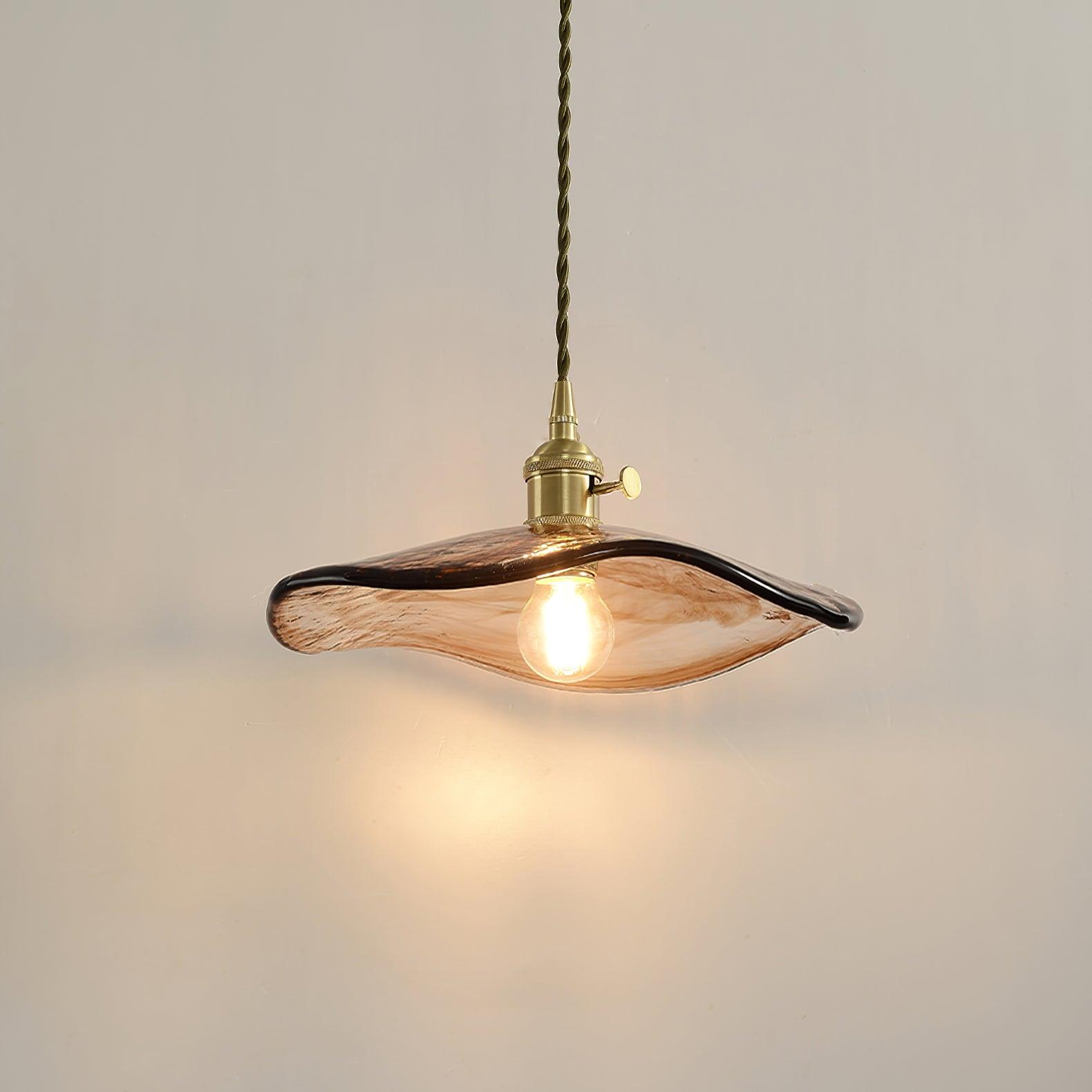Utalira Art Flower Petal Swag Brass Glass Pendant Light