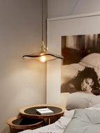 Utalira Art Flower Petal Swag Brass Glass Pendant Light
