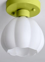 Zevinora Flower Shaded Glass Semi Flushmount Light