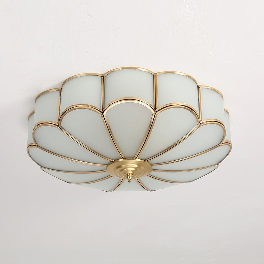 Tiffany Vintage Glass Brass Ceiling Light