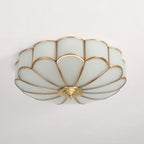 Tiffany Vintage Glass Brass Ceiling Light