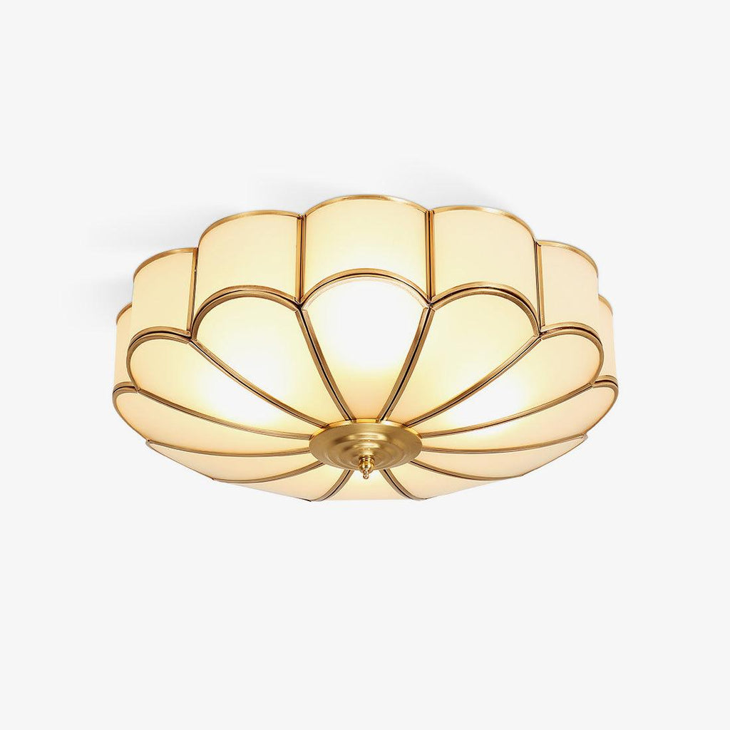 Lustra Ceiling Light Flower Shape Glass Brass