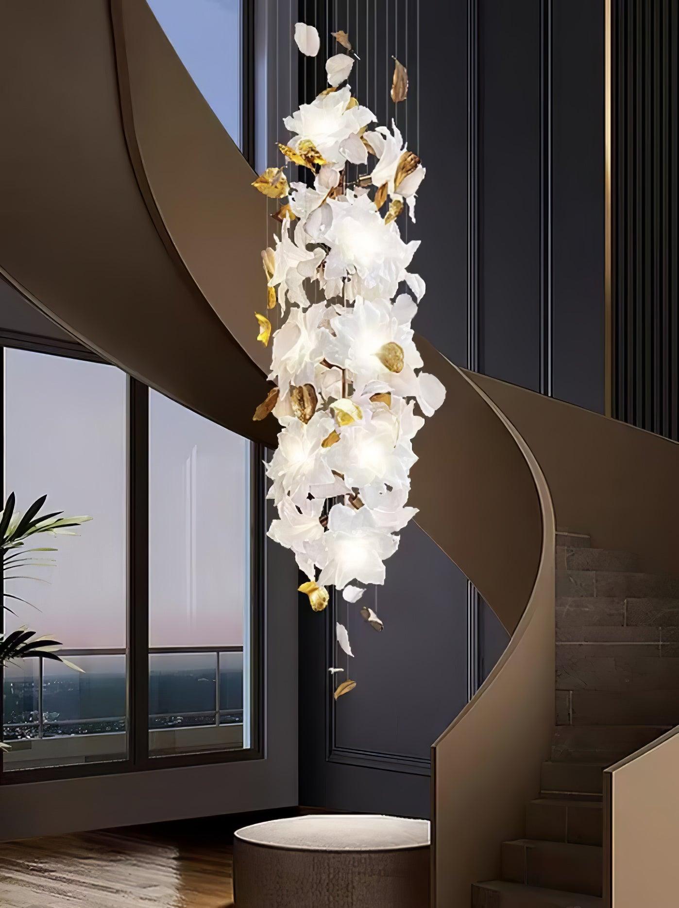 Araeos Flying Flowers Fluttering Brass Chandelier