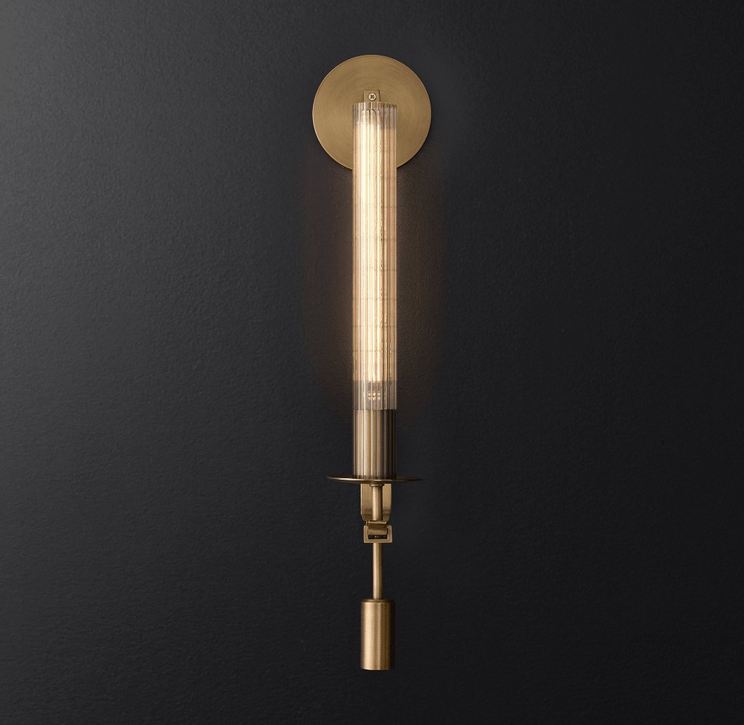 Lustra Wall Lamp Brass Minimalist Ribbed Glass