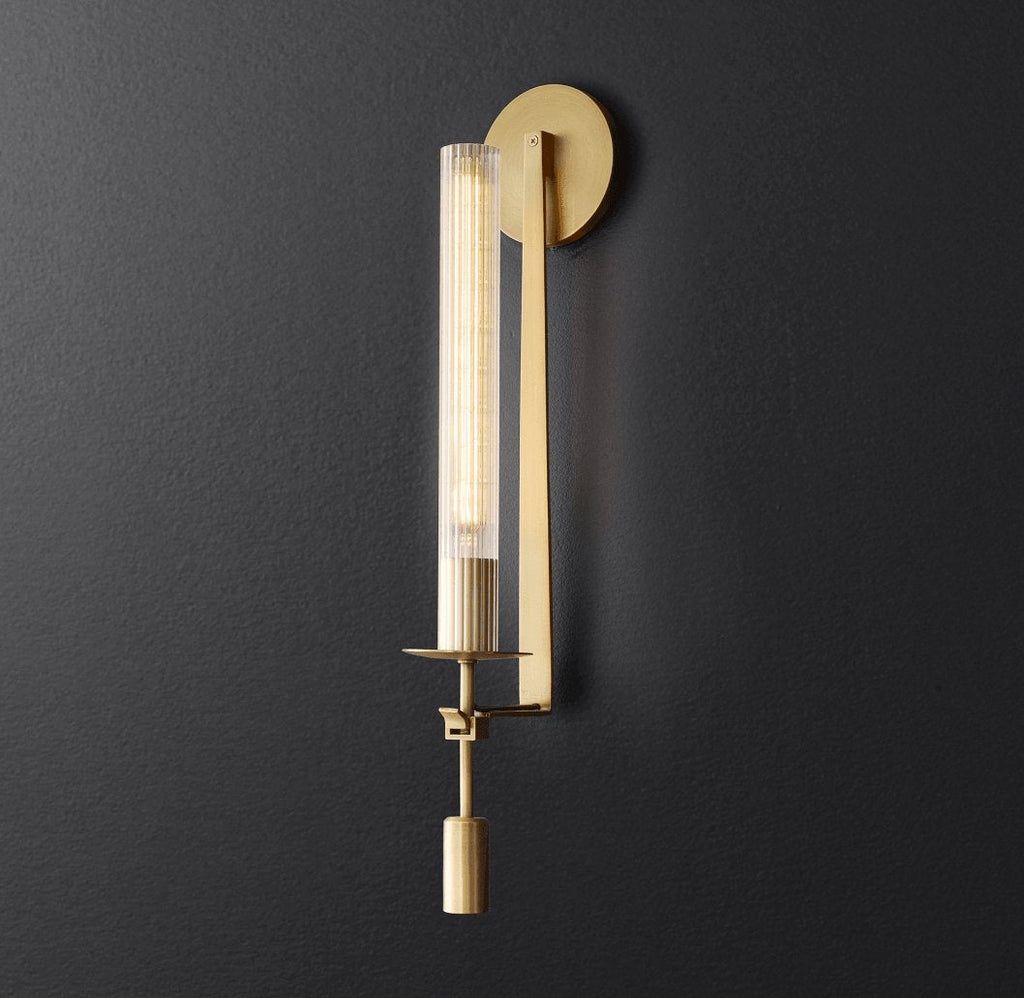 Lustra Wall Lamp Brass Minimalist Ribbed Glass