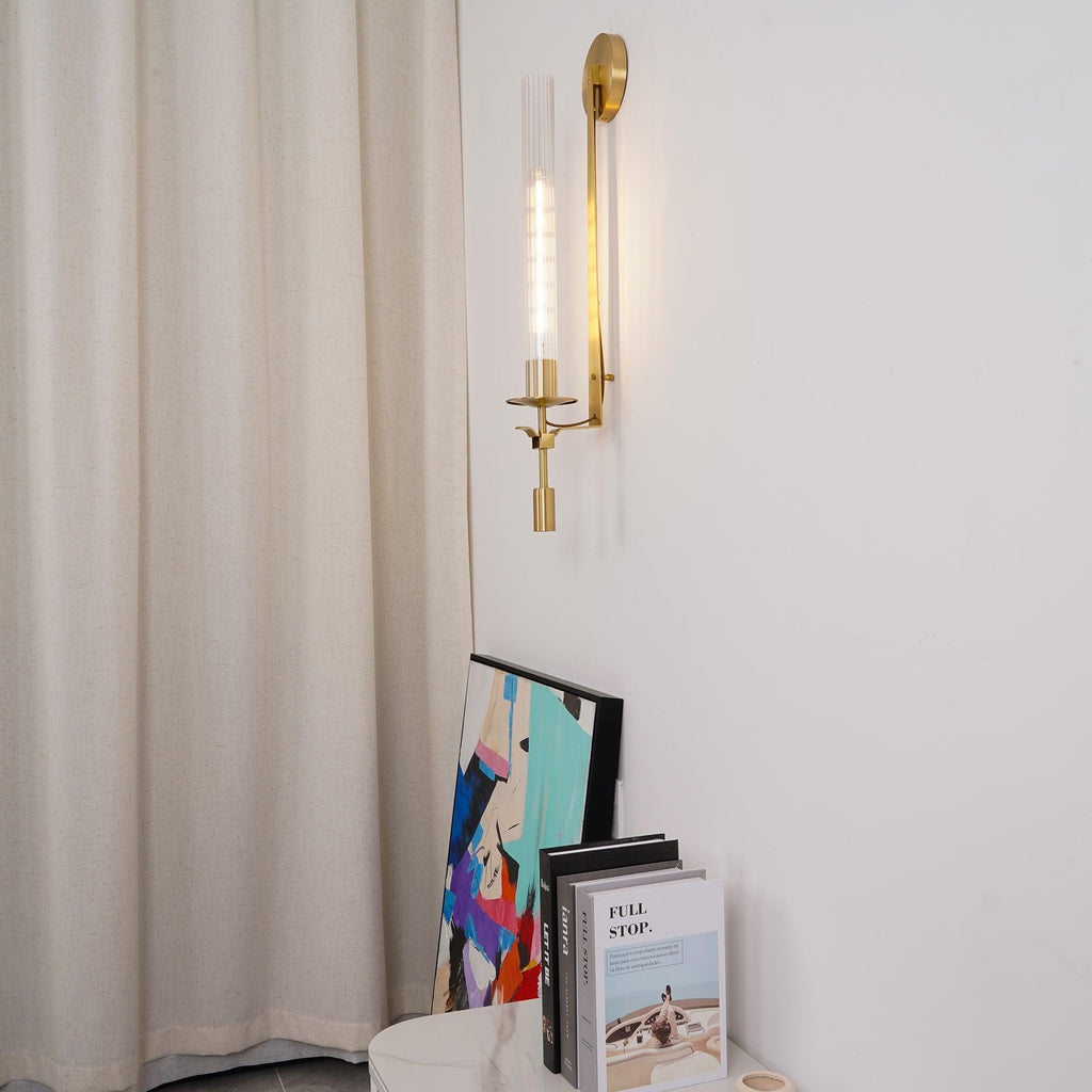 Lustra Wall Lamp Brass Minimalist Ribbed Glass