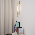 Lustra Wall Lamp Brass Minimalist Ribbed Glass