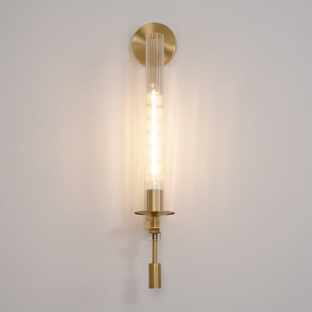 Lustra Wall Lamp Brass Minimalist Ribbed Glass