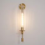 Lustra Wall Lamp Brass Minimalist Ribbed Glass