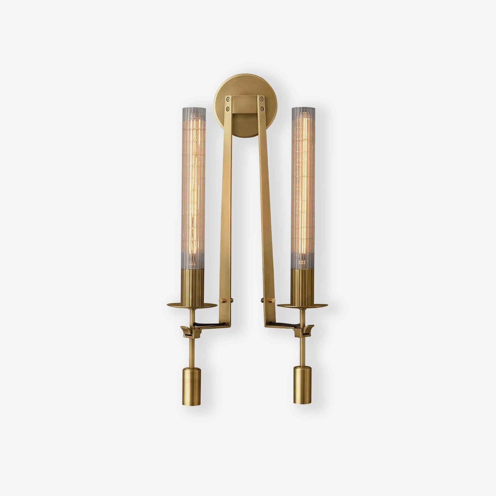 Lustra Wall Lamp Brass Minimalist Ribbed Glass