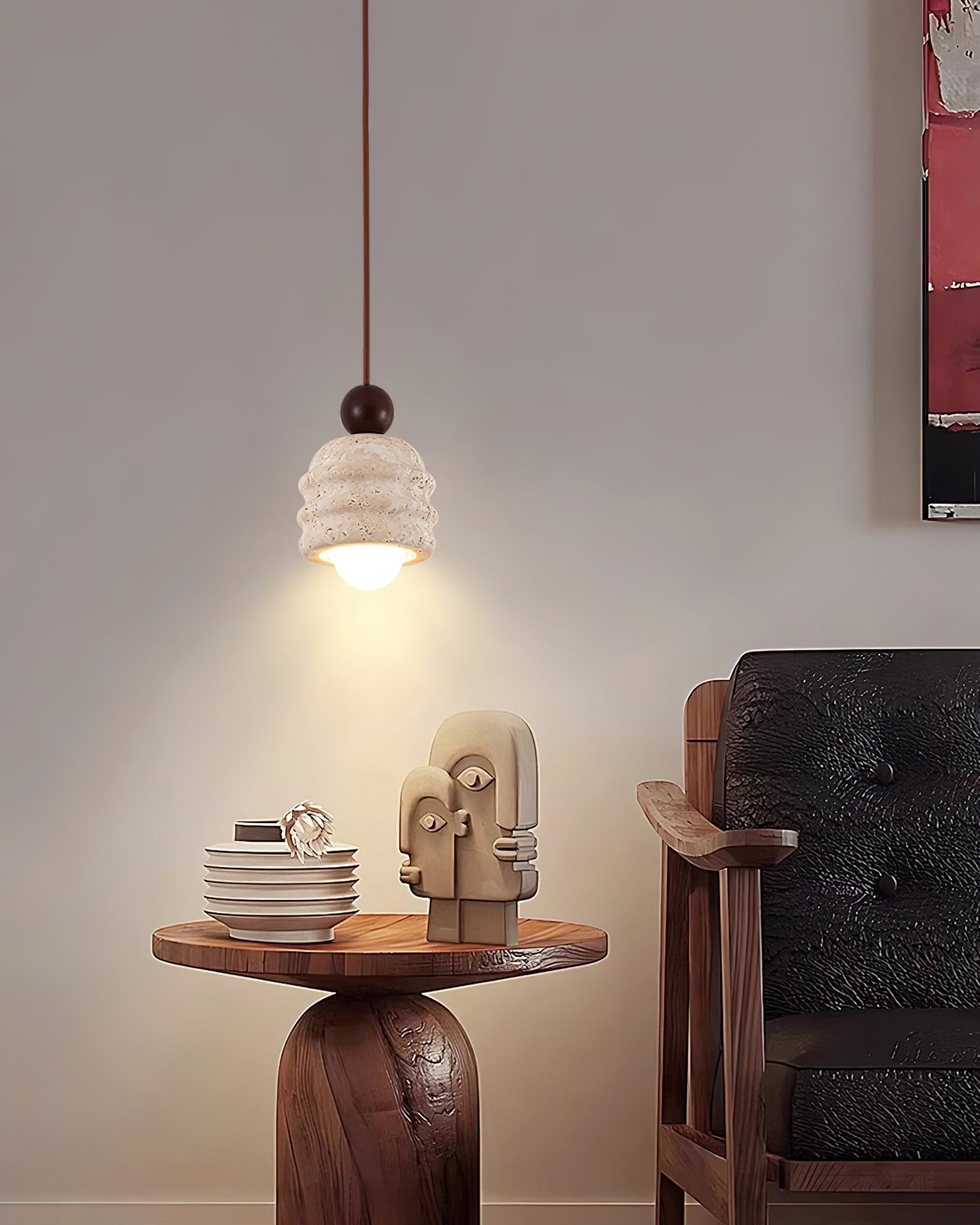 Ritta Travertine Ripple Pendant Light