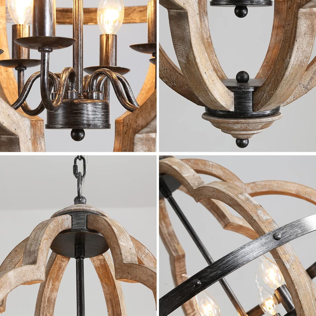 Cilorora Vintage Industrial Wood Pendant Lamp