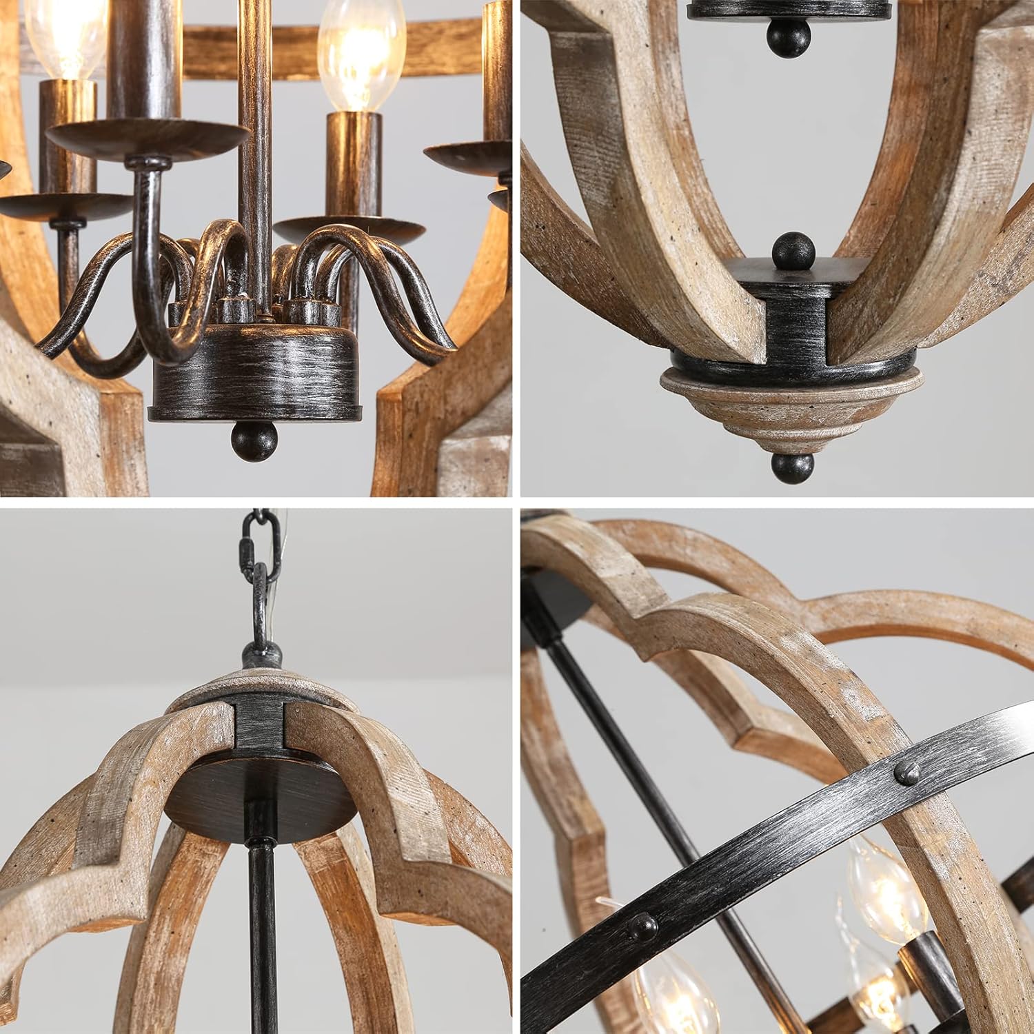 Cilorora Vintage Industrial Wood Pendant Lamp