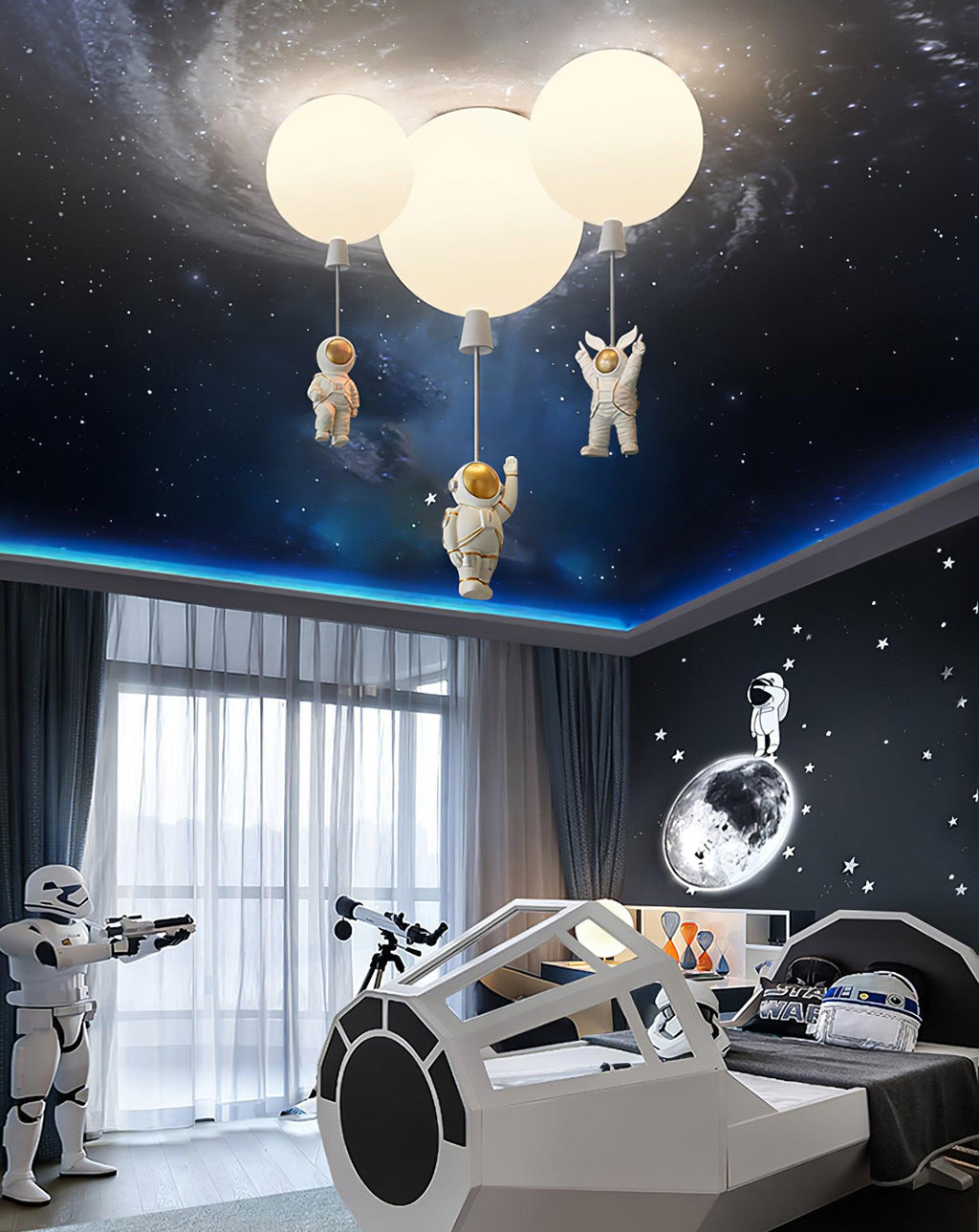 Solara Ceiling Light Acrylic Balloon Astronaut Playful Kids Room