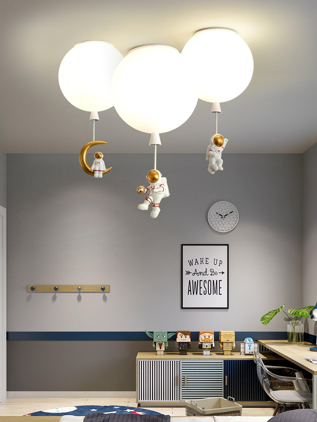 Solara Ceiling Light Acrylic Balloon Astronaut Playful Kids Room