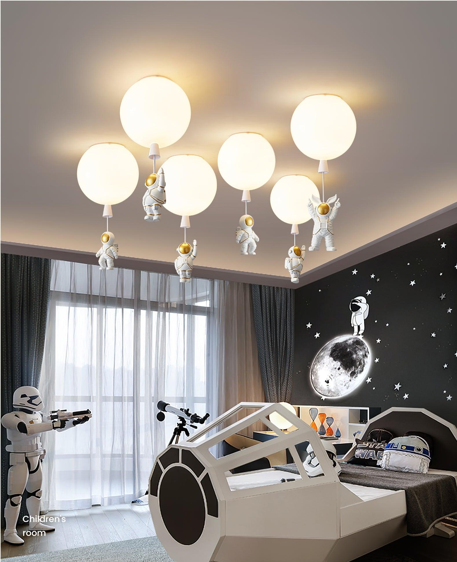 Solara Ceiling Light Acrylic Balloon Astronaut Playful Kids Room