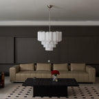 Aurora Chandelier Frosted Murano Glass Tiered Cascade