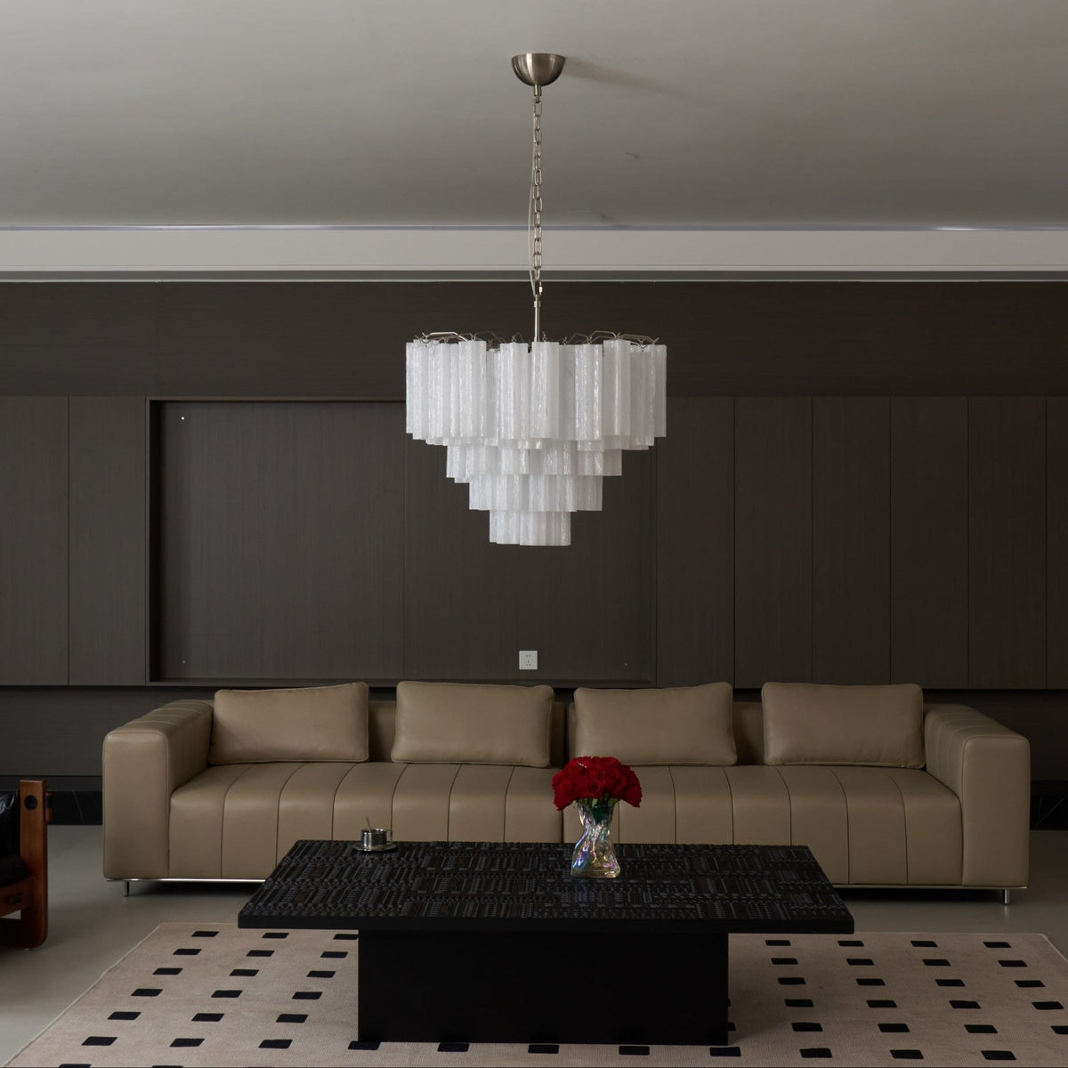 Aurora Chandelier Frosted Murano Glass Tiered Cascade