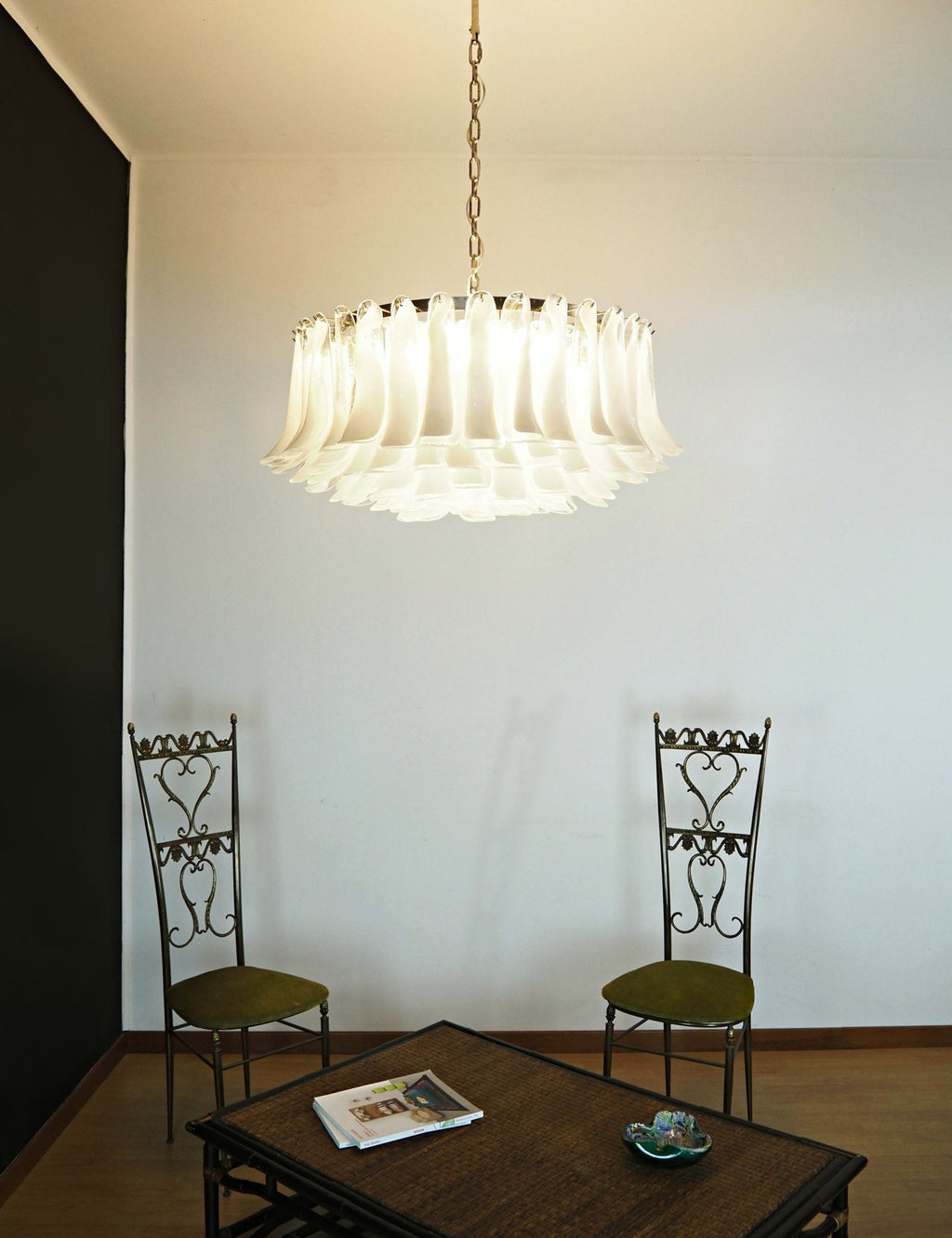 Aurora Chandelier White Murano Glass Petal Elegant