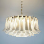 Aurora Chandelier White Murano Glass Petal Elegant