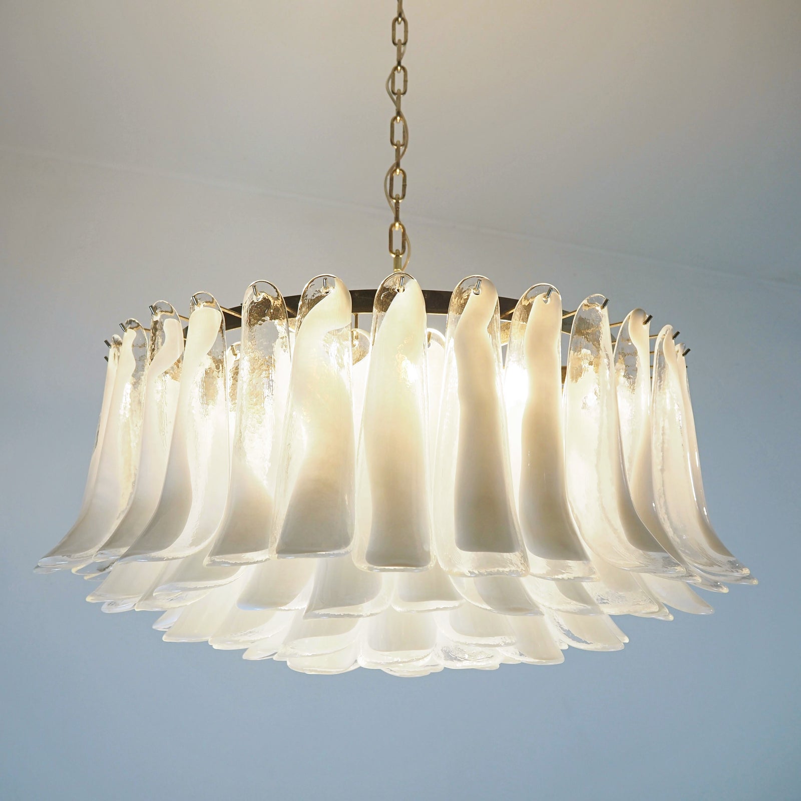 Aurora Chandelier White Murano Glass Petal Elegant