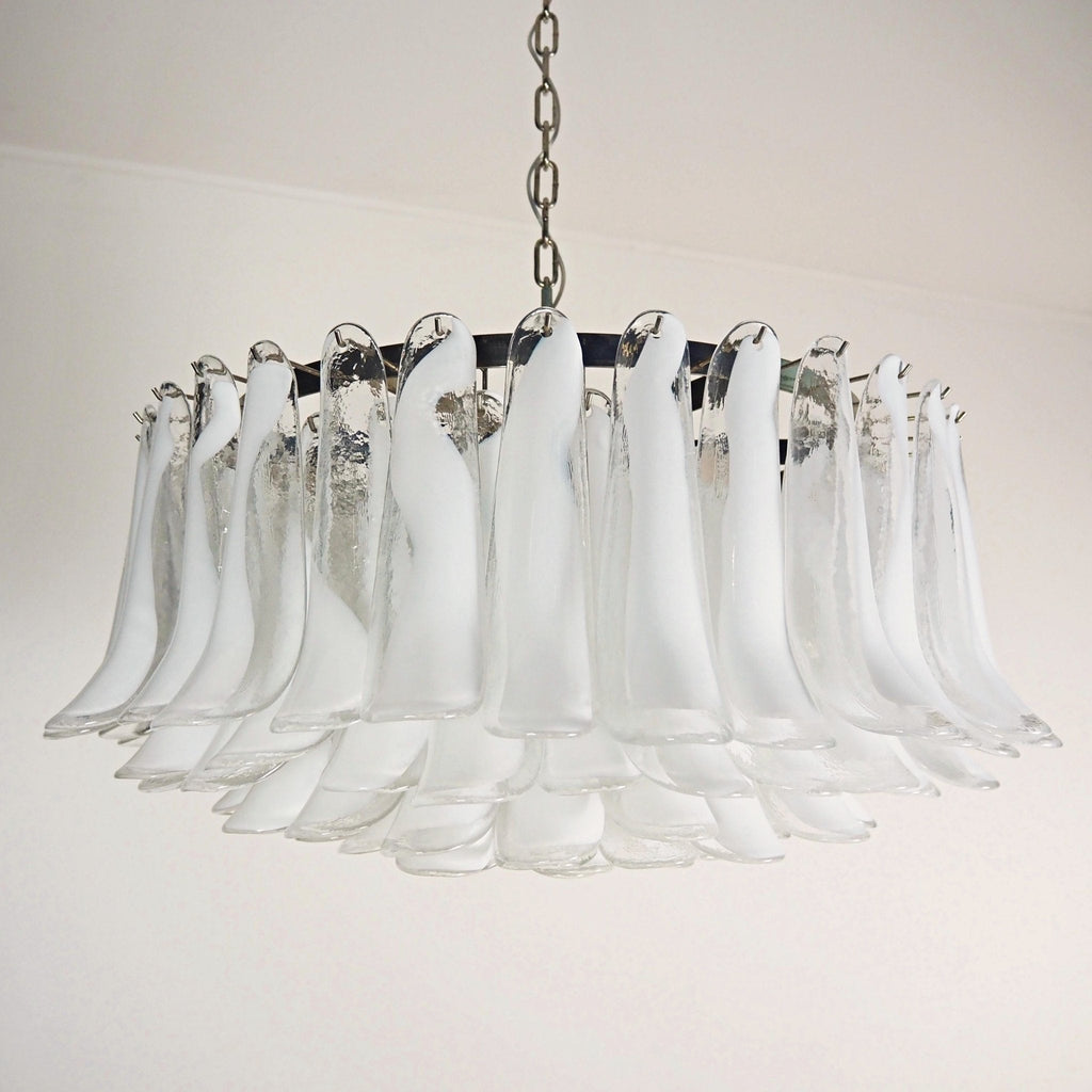 Aurora Chandelier White Murano Glass Petal Elegant