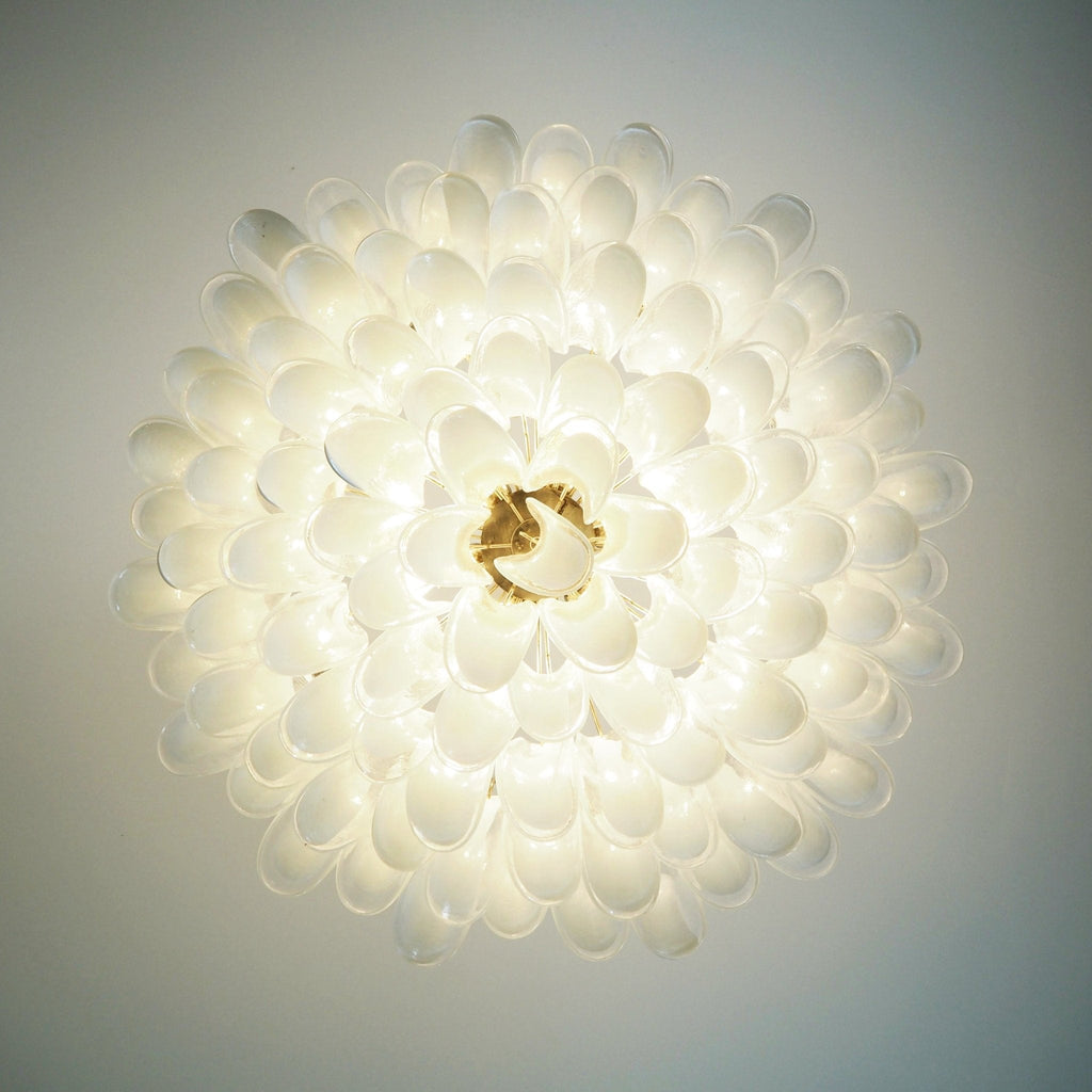 Aurora Chandelier White Murano Glass Petal Elegant
