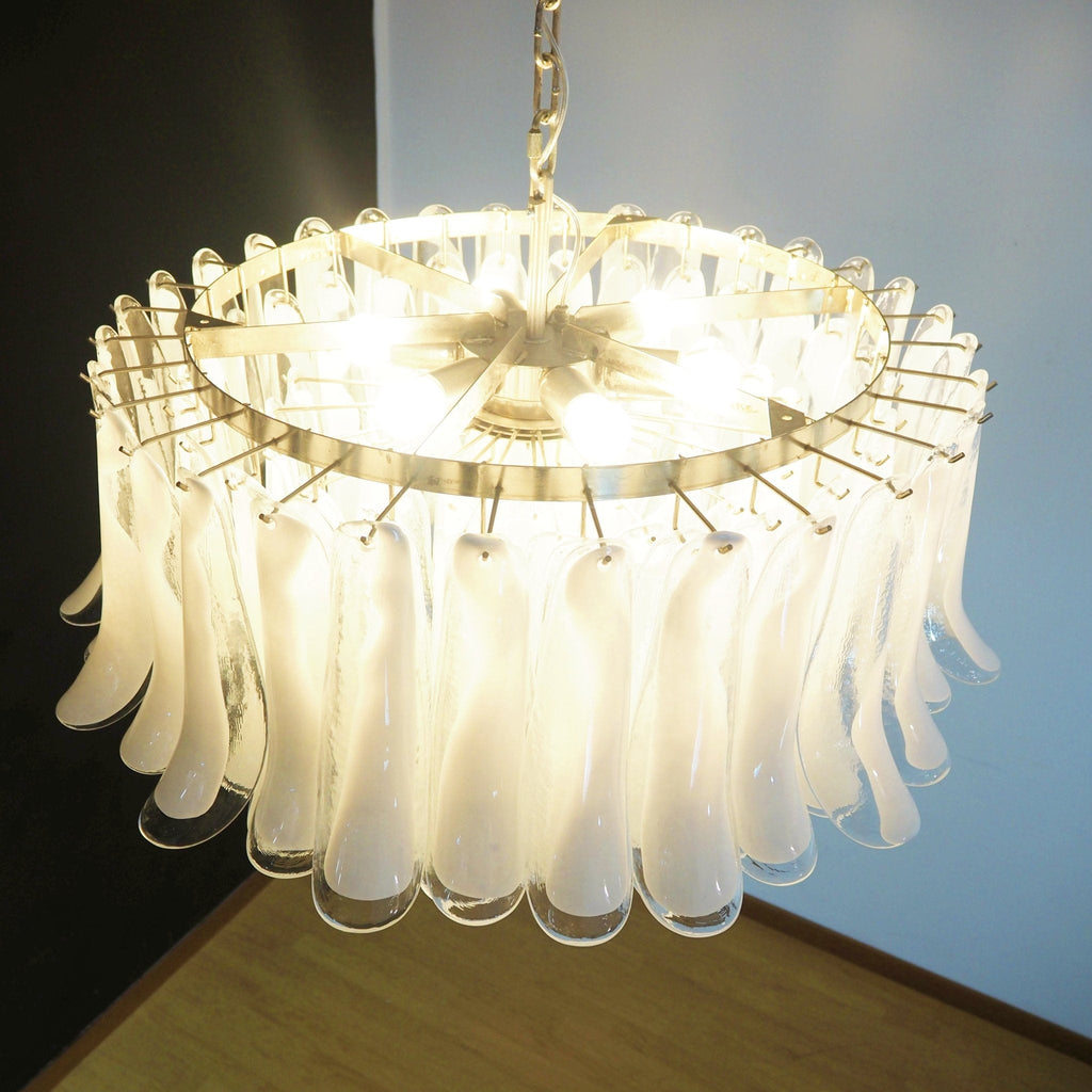 Aurora Chandelier White Murano Glass Petal Elegant