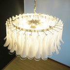 Aurora Chandelier White Murano Glass Petal Elegant