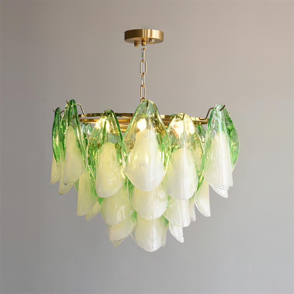 Fuchsia Chandelier Blush & Green Glass Petals - image 29
