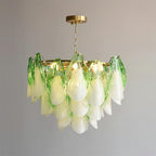 Fuchsia Chandelier Blush & Green Glass Petals - image 19