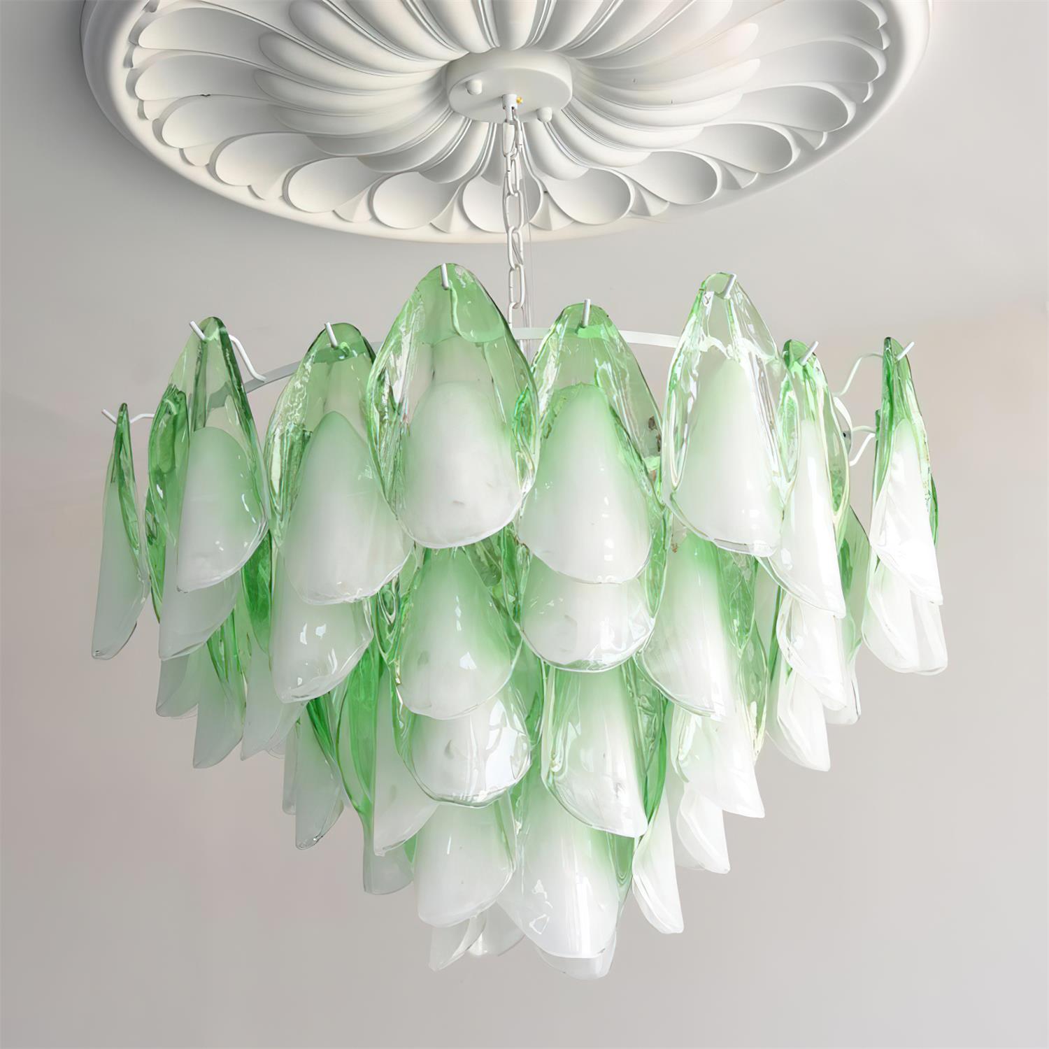 Fuchsia Chandelier Blush & Green Glass Petals - image 20