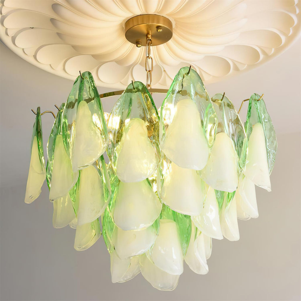Fuchsia Chandelier Blush & Green Glass Petals - image 12