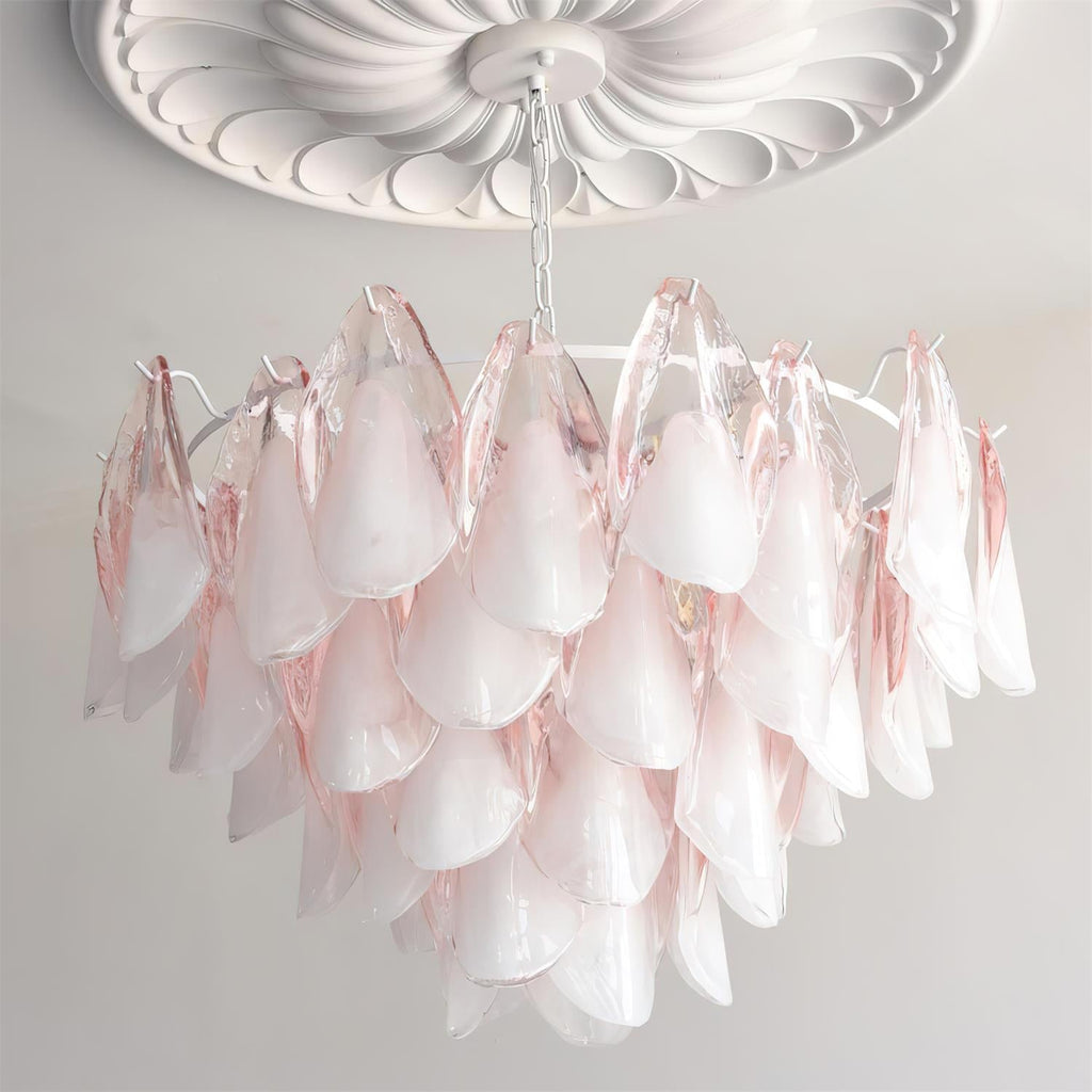 Fuchsia Chandelier Blush & Green Glass Petals - image 23