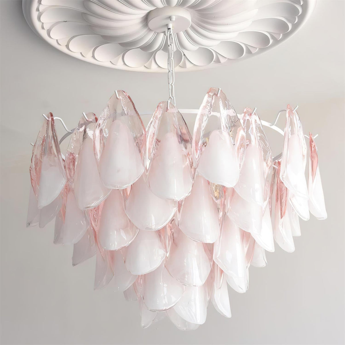 Fuchsia Chandelier Blush & Green Glass Petals - image 23